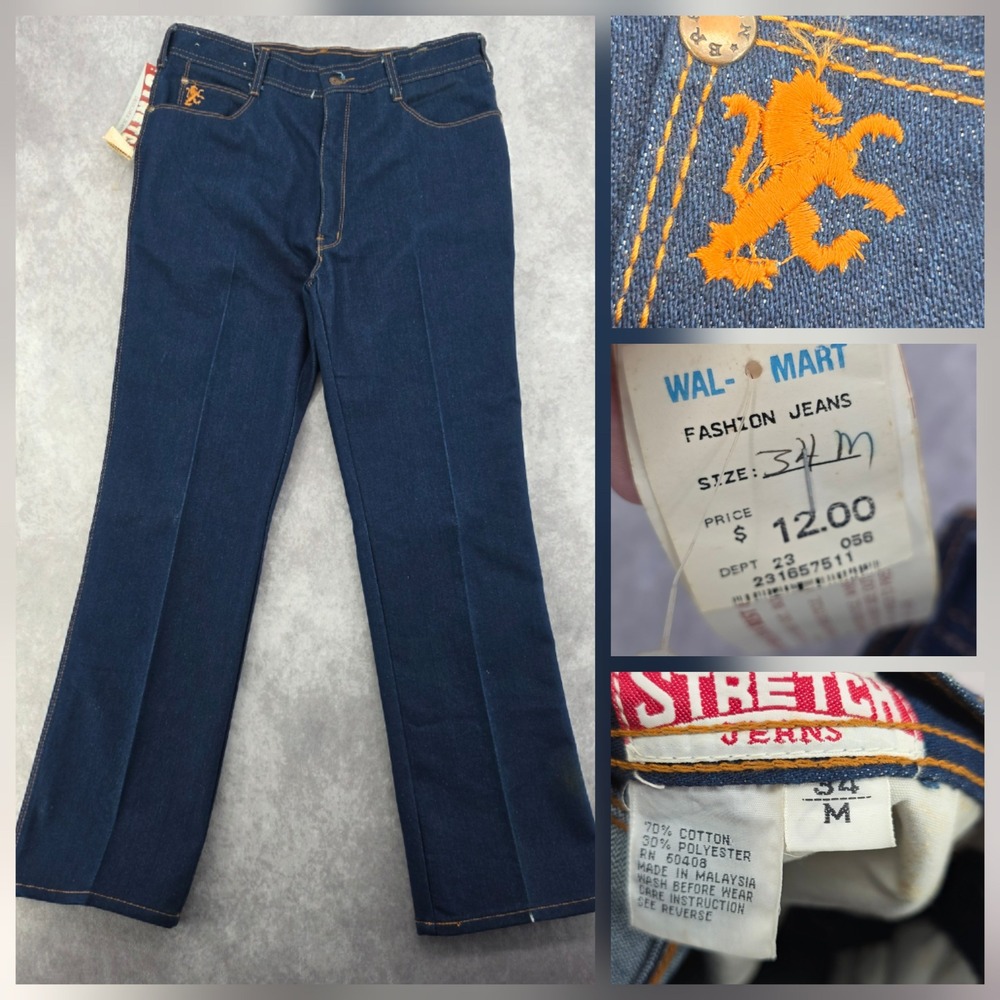 Vintage Braxton Stretch Designer Jeans Mens 32x31‎ Blue Straight Leg NWT 80s